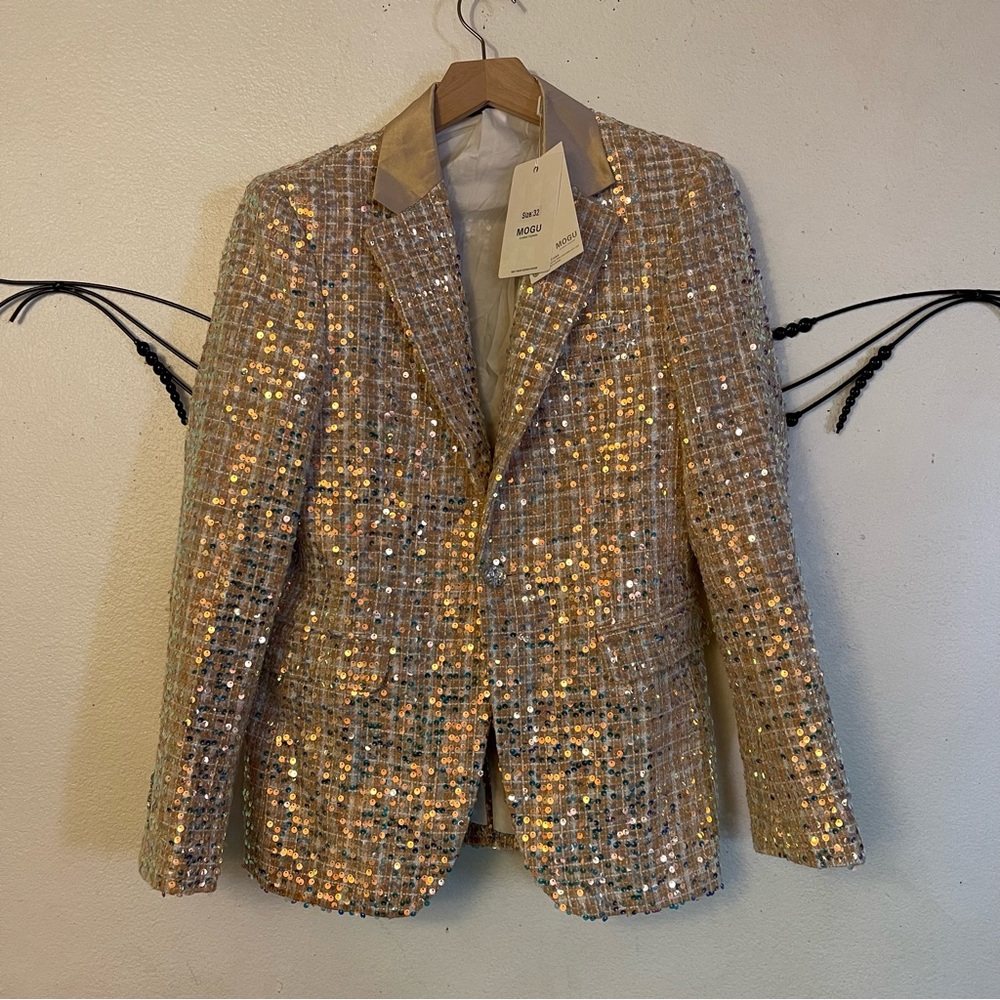 Men's Multicolor Sequin Blazer - Picture 3 of 13